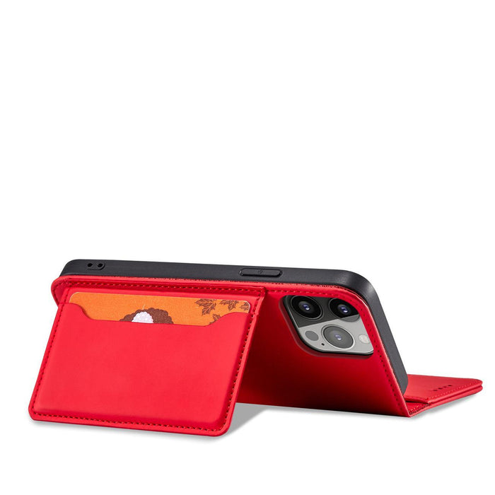 Magnet Card Case case for iPhone 14 Pro Max flip cover wallet stand red