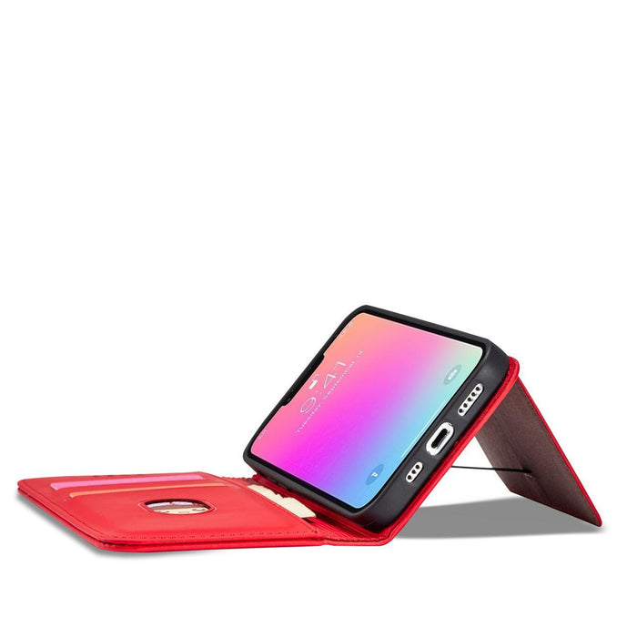 Magnet Card Case case for iPhone 14 Pro Max flip cover wallet stand red
