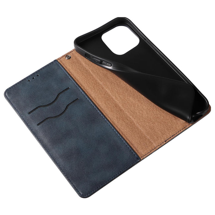 Magnet Strap Case Case for iPhone 14 Plus Flip Wallet Mini Lanyard Stand Blue