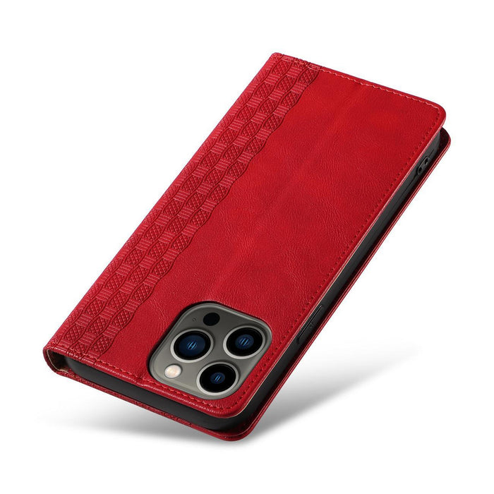 Magnet Strap Case iPhone 14 Plus Case with Flip Wallet Mini Lanyard Stand Red