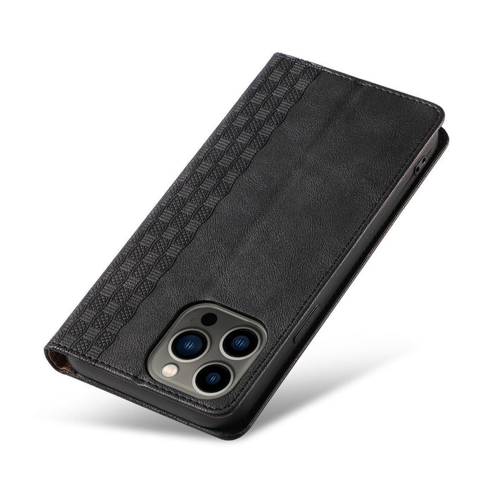 Magnet Strap Case for iPhone 14 Pro Flip Wallet Mini Lanyard Stand Black