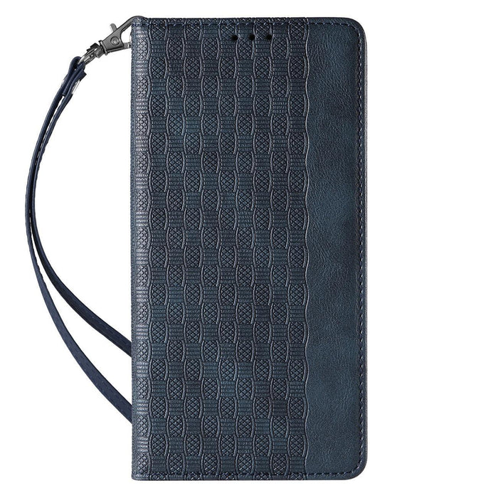Magnet Strap Case iPhone 14 Pro Flip Wallet Mini Lanyard Stand Blue