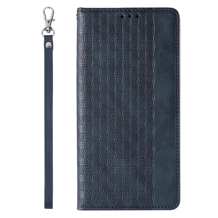 Magnet Strap Case iPhone 14 Pro Flip Wallet Mini Lanyard Stand Blue