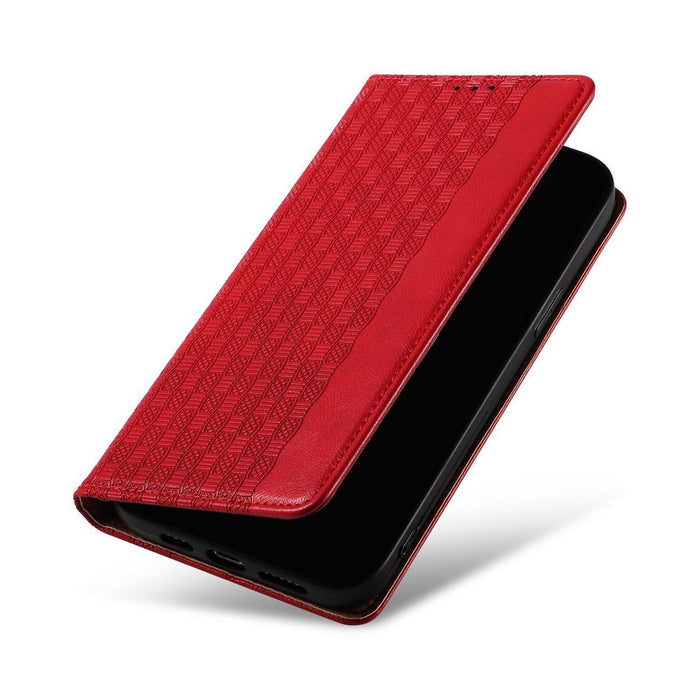 Magnet Strap Case iPhone 14 Pro Case with Flip Wallet Mini Lanyard Stand Red