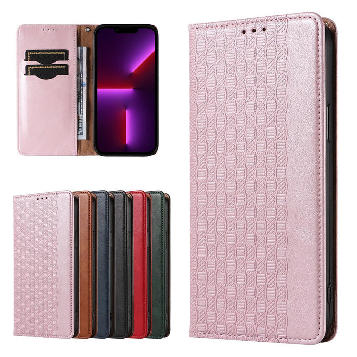Magnet Strap Case Case for iPhone 14 Pro Flip Wallet Mini Lanyard Stand Pink