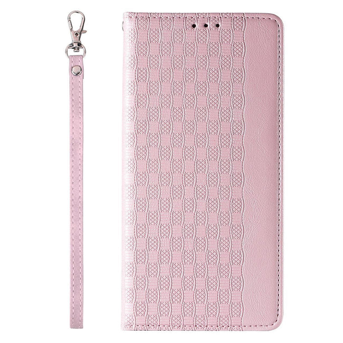 Magnet Strap Case Case for iPhone 14 Pro Flip Wallet Mini Lanyard Stand Pink