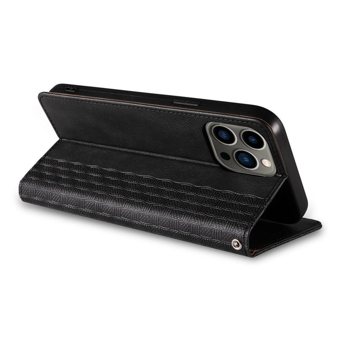 Magnet Strap Case Case for iPhone 14 Pro Max Flip Wallet Mini Lanyard Stand Black