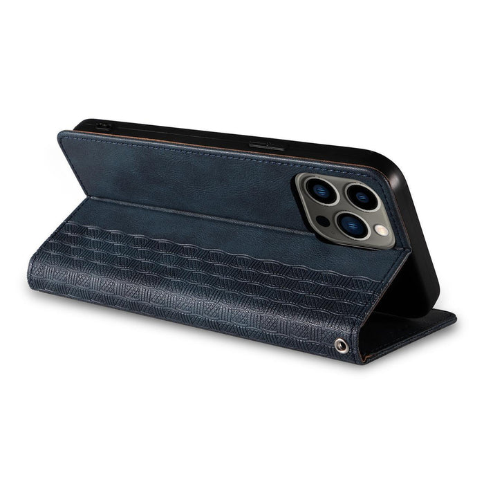 Magnet Strap Case Case for iPhone 14 Pro Max Flip Wallet Mini Lanyard Stand Blue