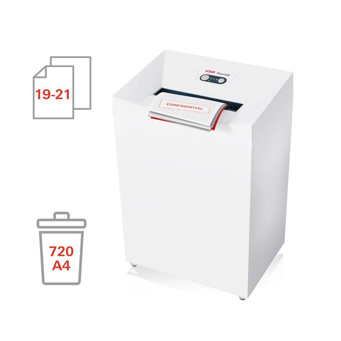 HSM Pure 530 shredder, 80 l, 3,9 mm