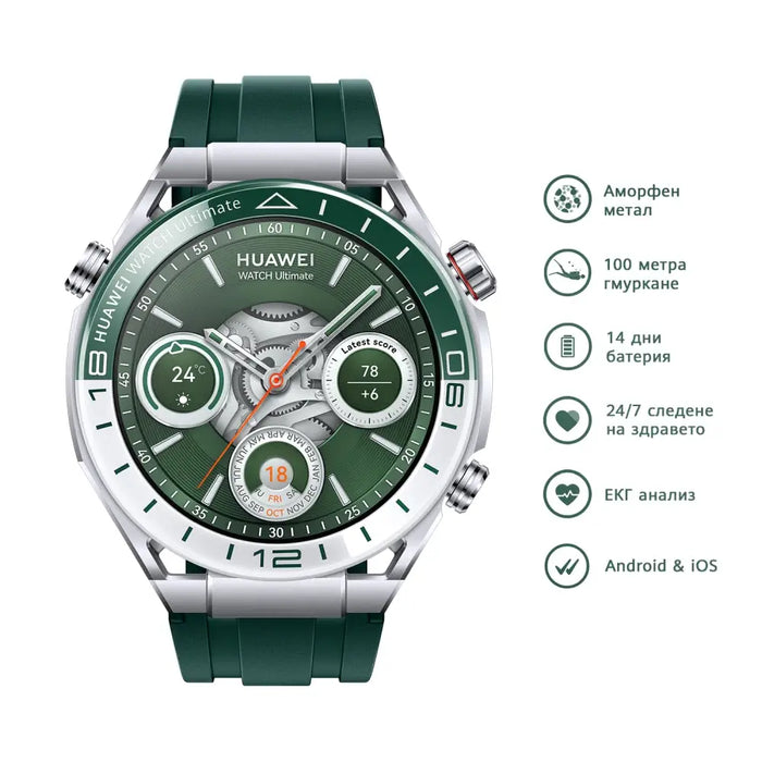 Huawei Watch Ultimate Green Woods-B19 Titanium 1.5’’ LTPO Amoled Color circular touchscreen 466 x 466; PPI 311