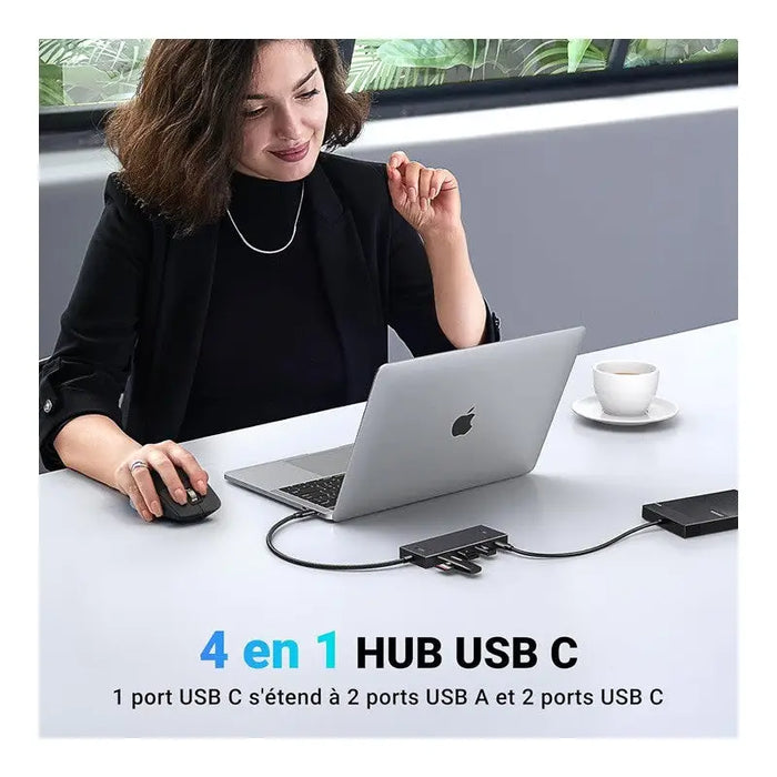 HUB 2xUSB3.0A,2xUSB-C 3.2,INPUT USB-C CM806 UGREEN - USB хъбове и адаптери<<<Компютърна периферия<<<AmperelB2B