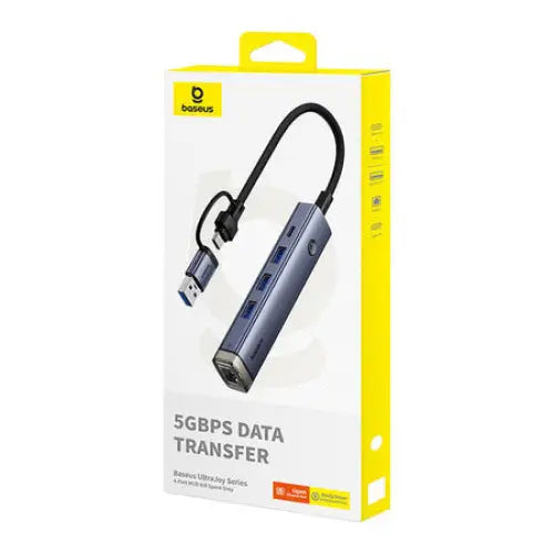 Hub 4in1 Baseus UltraJoy USB-A&USB-C to 3xUSB3.0 + USB-C + RJ45 (grey) - Hubs<<<IT Accessories<<<InnproXML