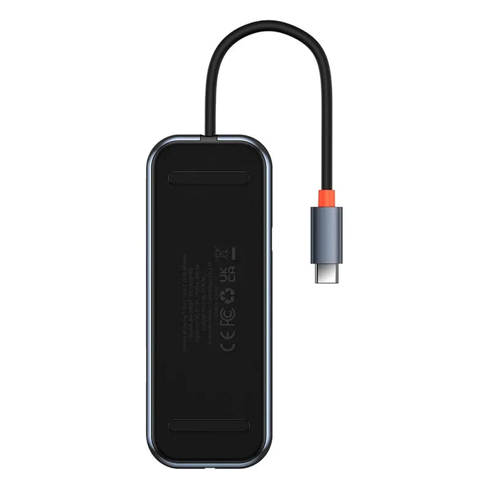 Hub 5in1 Baseus AcmeJoy series USB-C to 2xUSB 3.0 + USB 2.0 + USB-C PD + RJ45 (dark grey) - Hubs<<<IT