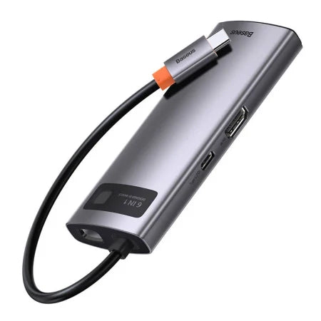 Hub 6in1 Baseus Metal Gleam Series USB-C to 3x USB 3.0 + HDMI + USB-C PD + Ethernet RJ45 - Hubs<<<IT