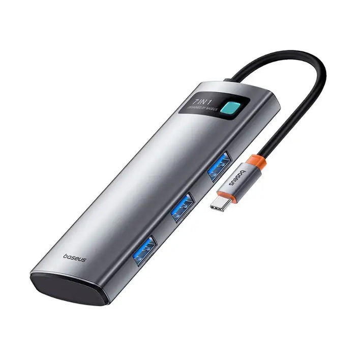 Hub 7in1 Baseus Gleam USB-C to 1x HDMI4K 60Hz + 3x USB3.0 + 1x PD + 1x SD/TF (grey) - Hubs<<<IT