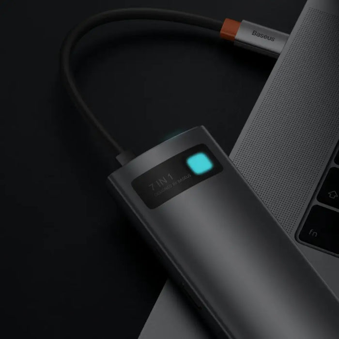Hub 7in1 Baseus Gleam USB-C to 1x HDMI4K 60Hz + 3x USB3.0 + 1x PD + 1x SD/TF (grey) - Hubs<<<IT
