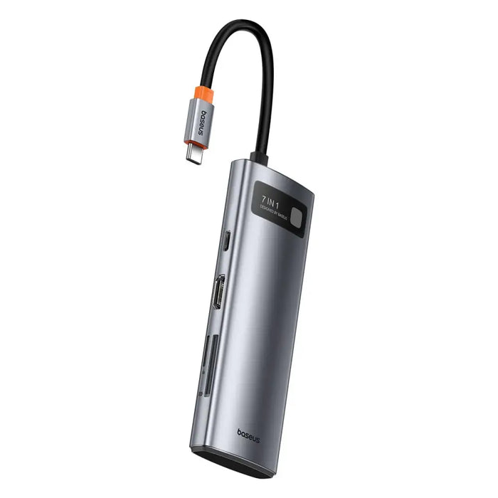 Hub 7in1 Baseus Gleam USB-C to 1x HDMI4K 60Hz + 3x USB3.0 + 1x PD + 1x SD/TF (grey) - Hubs<<<IT