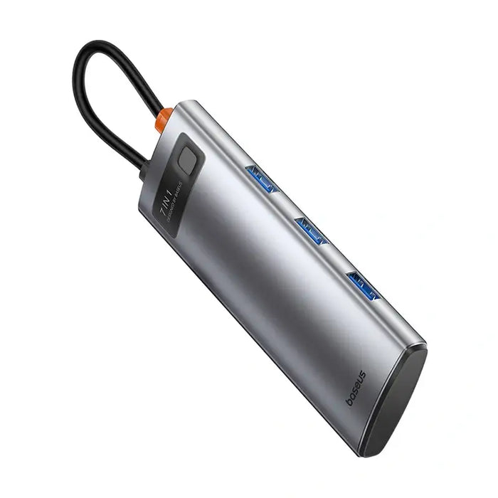 Hub 7in1 Baseus Gleam USB-C to 1x HDMI4K 60Hz + 3x USB3.0 + 1x PD + 1x SD/TF (grey) - Hubs<<<IT