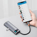 Hub 7in1 Baseus Gleam USB-C to 1x HDMI4K 60Hz + 3x USB3.0 + 1x PD + 1x SD/TF (grey) - Hubs<<<IT