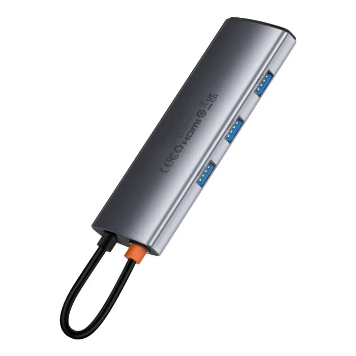 Hub 7in1 Baseus Gleam USB-C to 1x HDMI4K 60Hz + 3x USB3.0 + 1x PD + 1x SD/TF (grey) - Hubs<<<IT