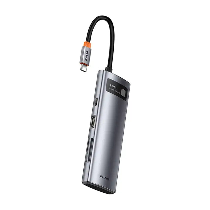 Hub 7in1 Baseus Gleam USB-C to 1x HDMI4K 60Hz + 3x USB3.0 + 1x PD + 1x SD/TF (grey) - Hubs<<<IT