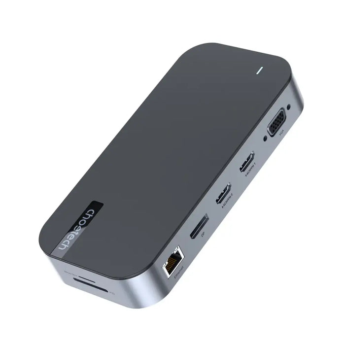 HUB Choetch M52 USB-C - USB-C PD/USB-C/USB-A/HDMI/VGA/DP/SD/TF/RJ45/AUX - gray - USB hubs<<<HurtelXML