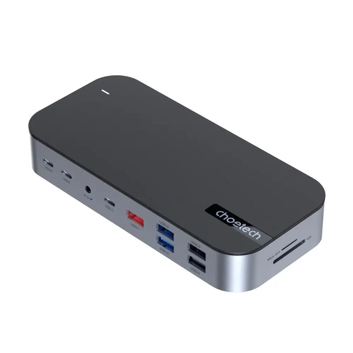 HUB Choetch M52 USB-C - USB-C PD/USB-C/USB-A/HDMI/VGA/DP/SD/TF/RJ45/AUX - gray - USB hubs<<<HurtelXML