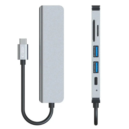 HUB Tech-Protect V4 6in1 USB-C - USB-A 3.0 / USB-A 2.0 / USB-C / HDMI / micro SD / TF / SD card reader - gray - USB