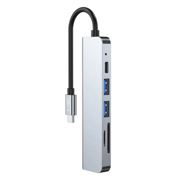 HUB Tech-Protect V4 6in1 USB-C - USB-A 3.0 / USB-A 2.0 / USB-C / HDMI / micro SD / TF / SD card reader - gray - USB