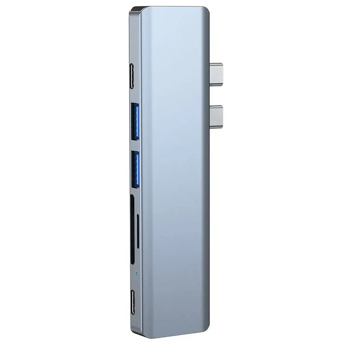 HUB Tech-Protect V5 7in1 2x USB-C - USB-A 3.0 / USB-A 2.0 / 2x USB-C / HDMI / micro SD / TF / SD card reader - gray