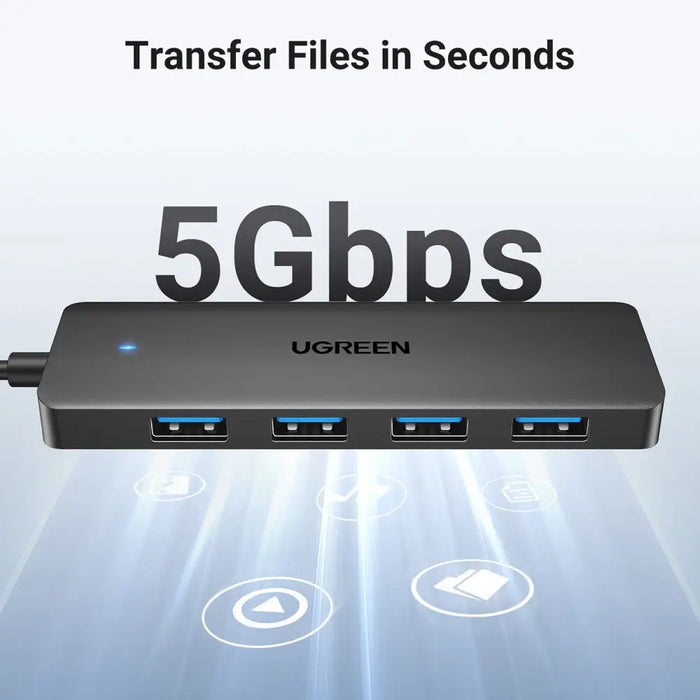HUB Ugreen CM219 25851 with 4 USB-A 3.0 ports and USB-A 3.0 cable 15cm - black - USB hubs<<<HurtelXML