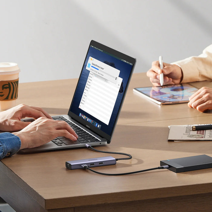 HUB Ugreen CM512 15598 6in1 USB-C - 3x USB-A 3.0 / HDMI / RJ45 / USB-C PD - gray - USB hubs<<<HurtelXML&&&USB хъбове и