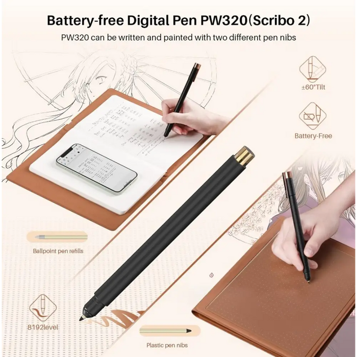 HUION Scribo PW320 Tablet Digital Pen For Huion Note X10 models - Аксесоари за графични таблети<<<Лаптопи таблети и