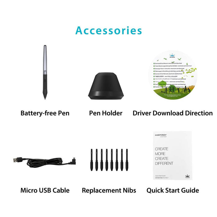 Graphics tablet HUION Inspiroy H640P, USB, Black