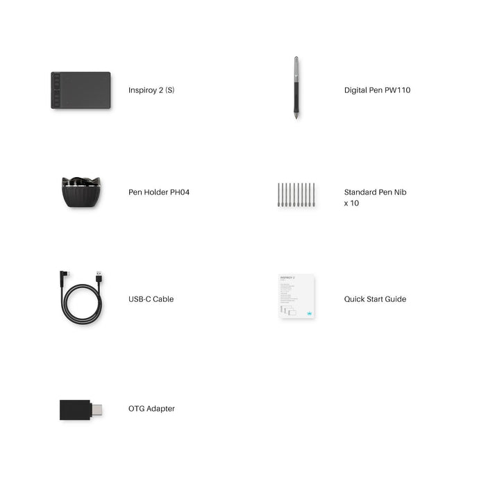 Graphics tablet HUION Inspiroy 2 S, 5080 LPI, Pink