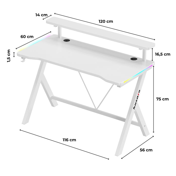 Huzaro Hero 1.9 RGB White Gaming Desk