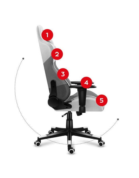 Huzaro Force 6.2 PC gaming chair Bucket (cradle) seat Grey, White