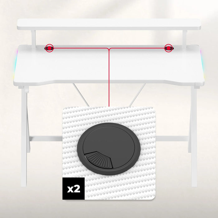 Huzaro Hero 1.9 RGB White Gaming Desk