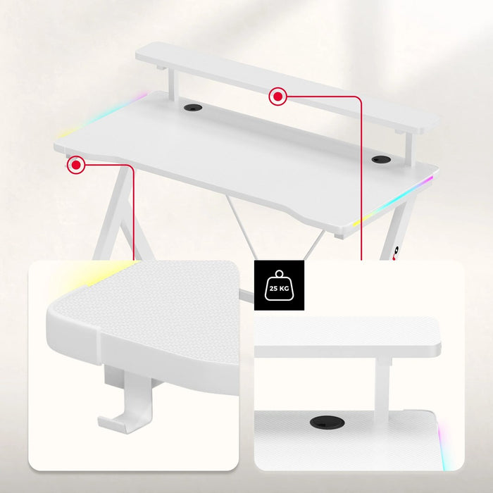 Huzaro Hero 1.9 RGB White Gaming Desk
