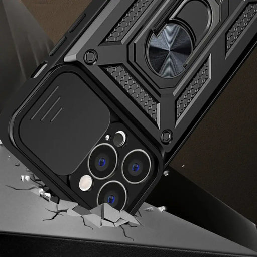 Hybrid Armor Camshield case for iPhone 13 armored case with camera cover blue - Cell phone cases and covers<<<HurtelXML