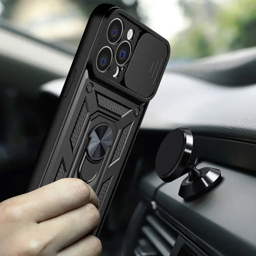 Hybrid Armor Camshield case for iPhone 14 armored case with camera cover black - Cell phone cases and covers<<<HurtelXML