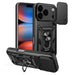 Hybrid Armor Camshield Case for iPhone 17 Pro Max with Stand and Camera Cover - Black - Cell phone cases