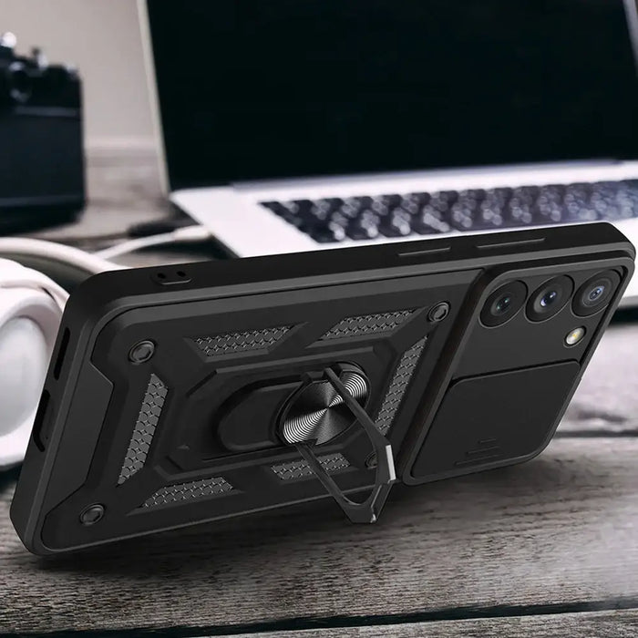 Hybrid Armor Camshield case for Samsung Galaxy A54 5G armored case with camera cover blue - Cell phone cases