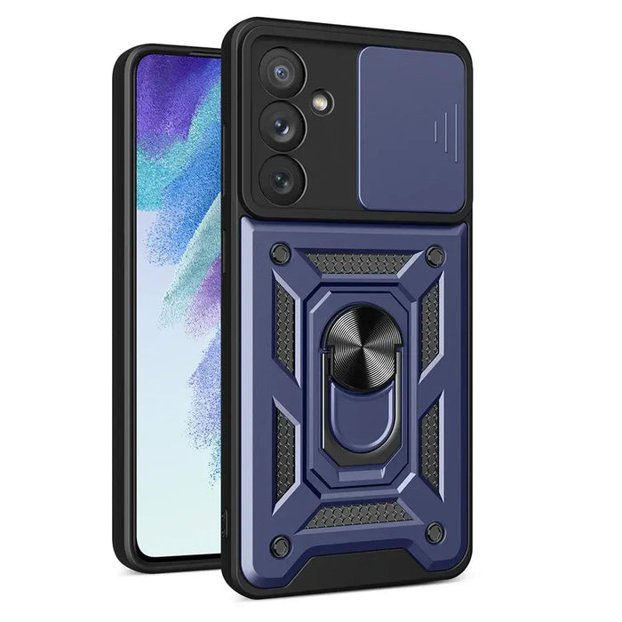 Hybrid Armor Camshield case for Samsung Galaxy A54 5G armored case with camera cover blue - Cell phone cases