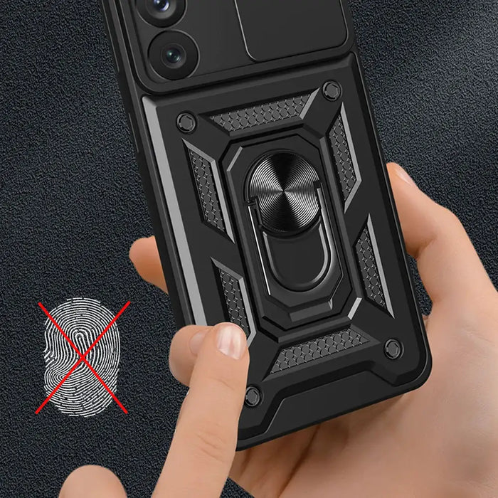 Hybrid Armor Camshield case for Samsung Galaxy A54 5G armored case with camera cover blue - Cell phone cases