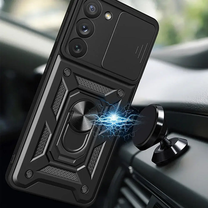 Hybrid Armor Camshield case for Samsung Galaxy A54 5G armored case with camera cover blue - Cell phone cases