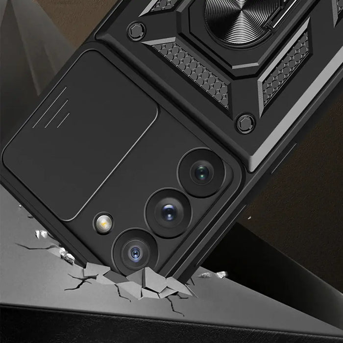 Hybrid Armor Camshield case for Samsung Galaxy A54 5G armored case with camera cover blue - Cell phone cases