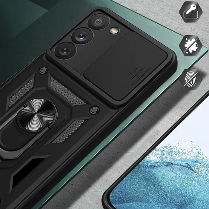 Hybrid Armor Camshield case for Samsung Galaxy A54 5G armored case with camera cover blue - Cell phone cases