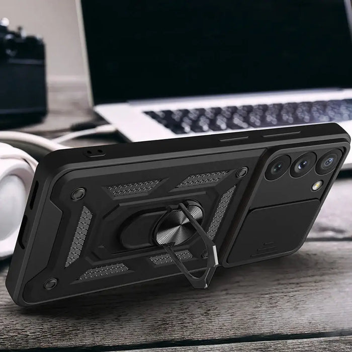Hybrid Armor Camshield case for Samsung Galaxy S23+ armored case with camera cover pink - Cell phone cases
