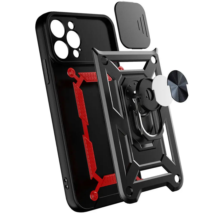 Hybrid Armor Camshield Case for Vivo X80 Lite / Vivo V25 Armor Case with Camera Cover Black - Cell phone cases